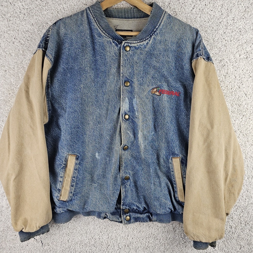 Vintage 90s Loving LA Federal Employee Bomber Jacket Sz L Made USA Distressed